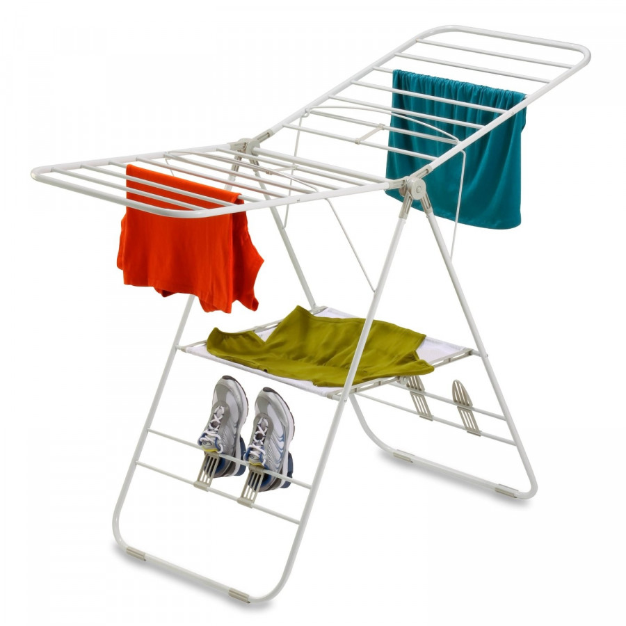FaFurn - Folding Laundry Drying Rack with Shoe Holders in Steel