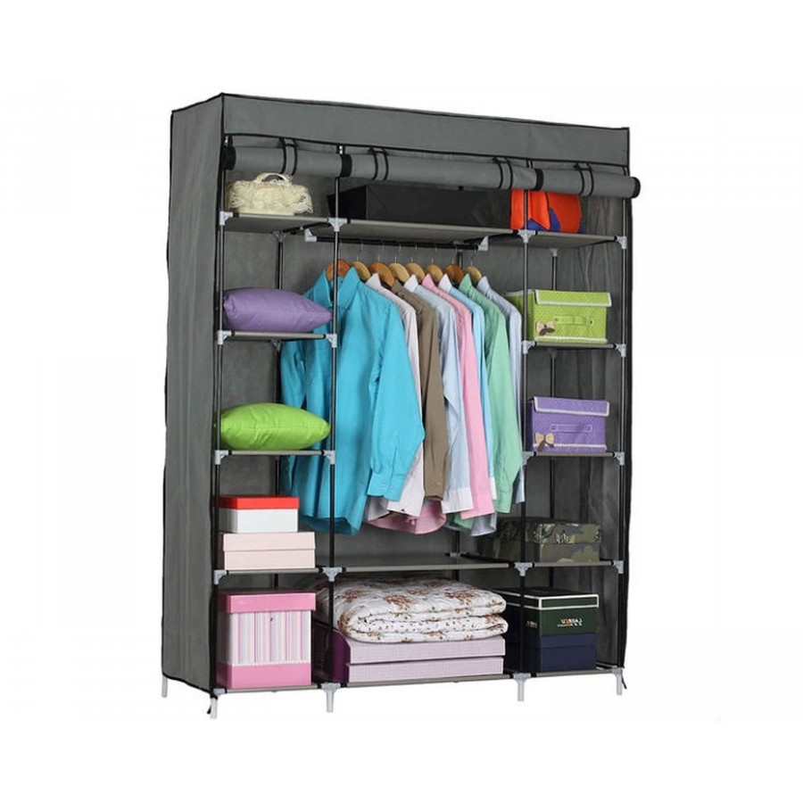 FaFurn - Portable 52" Wardrobe Shelving Unit in Gray