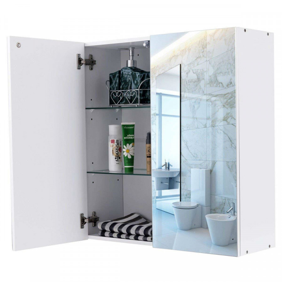 FaFurn - Modern Wall Mounted Medicine Cabinet with Mirror in White