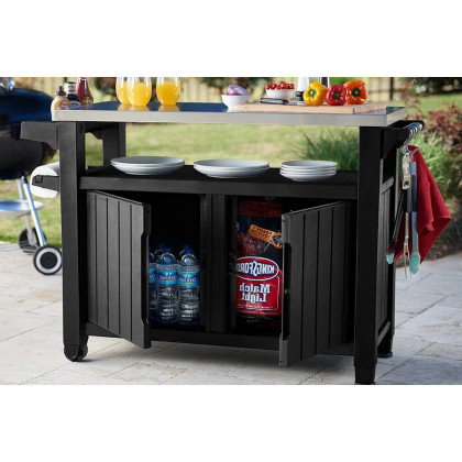 FaFurn Outdoor Grill Party Bar Serving Cart with Storage - Graphite Gray