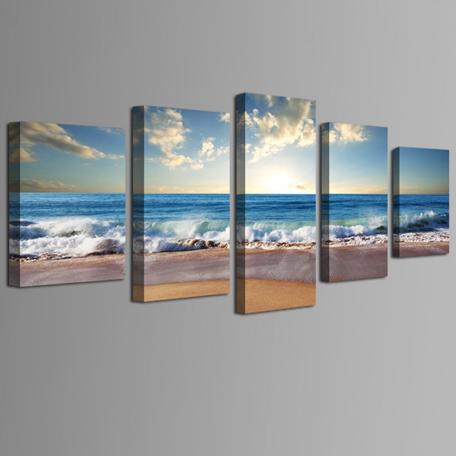 FaFurn - 5-Panel Wall Art Painting Print in Beach Ocean Seascape