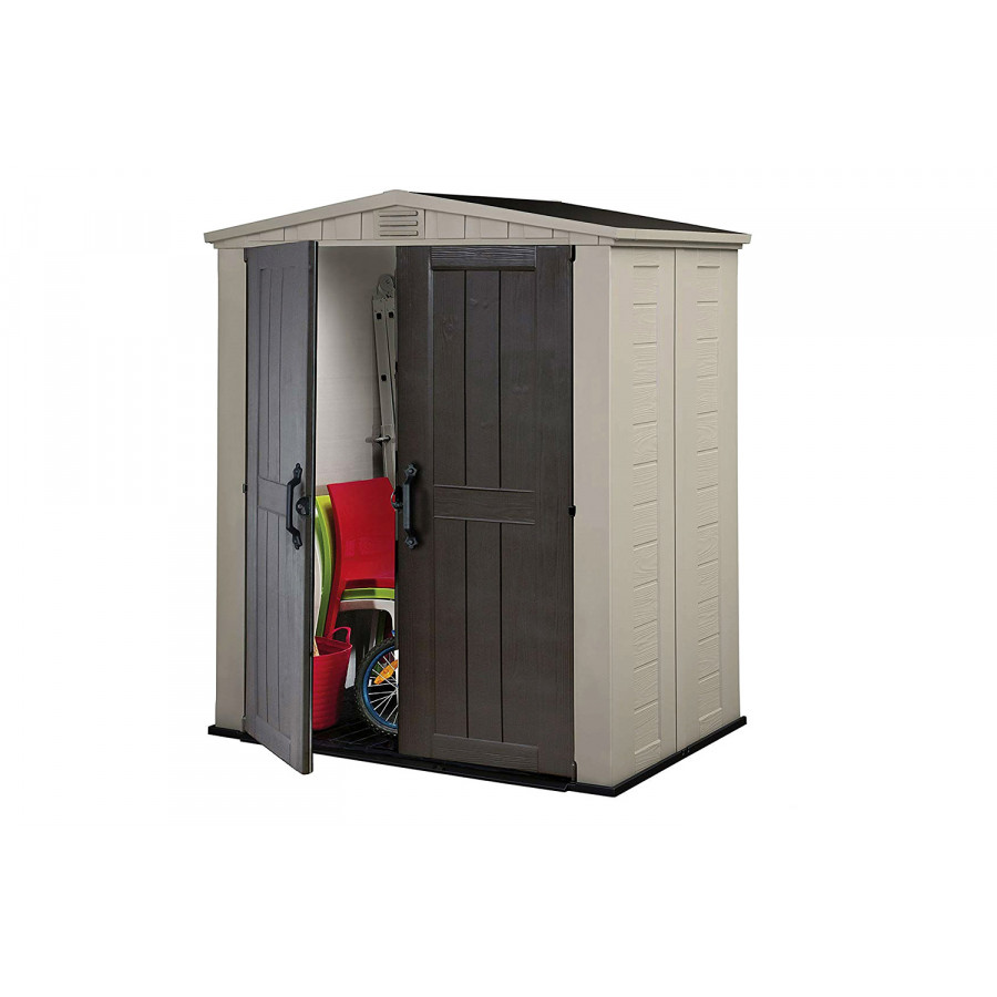 FaFurn - Outdoor 3 X 6-Ft Storage Shed in Taupe Brown Polypropylene
