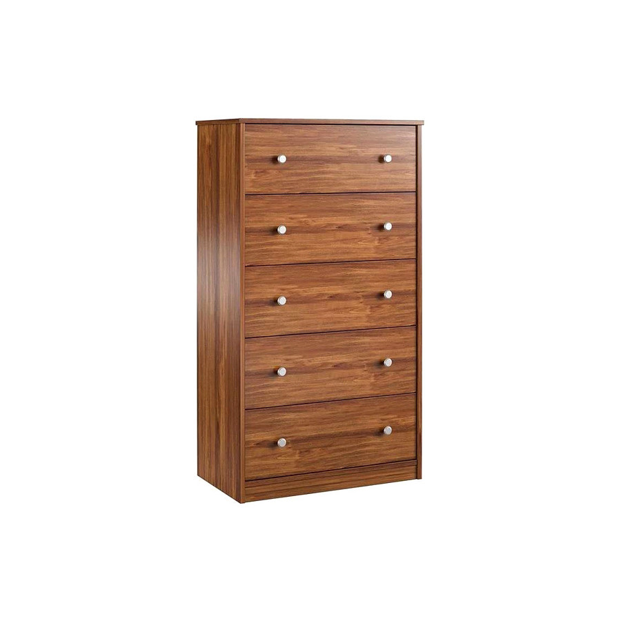 FaFurn Modern 5-Drawer Bedroom Chest Dresser in Wood Finish - Rustic Brown
