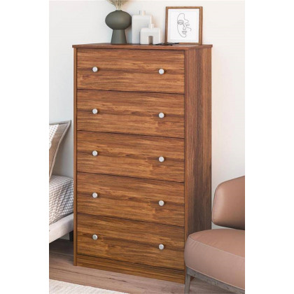 FaFurn - Modern 5-Drawer Bedroom Chest Dresser in Wood Finish
