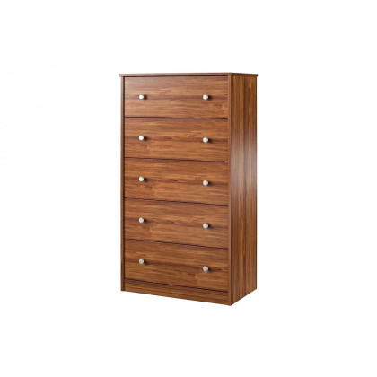 FaFurn Modern 5-Drawer Bedroom Chest Dresser in Wood Finish - Rustic Brown