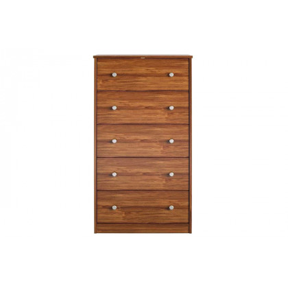 FaFurn Modern 5-Drawer Bedroom Chest Dresser in Wood Finish - Rustic Brown