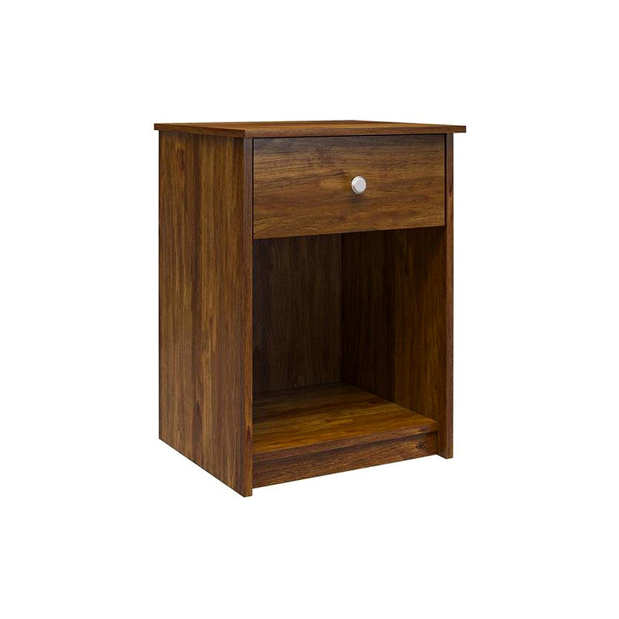 FaFurn - Rusic Brown Oak Farmhouse 1-Drawer Bedroom Nighstand with Open Shelf