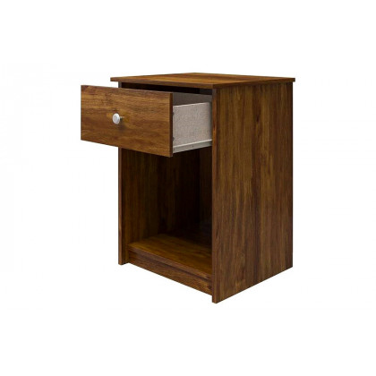FaFurn - Rusic Brown Oak Farmhouse 1-Drawer Bedroom Nighstand with Open Shelf