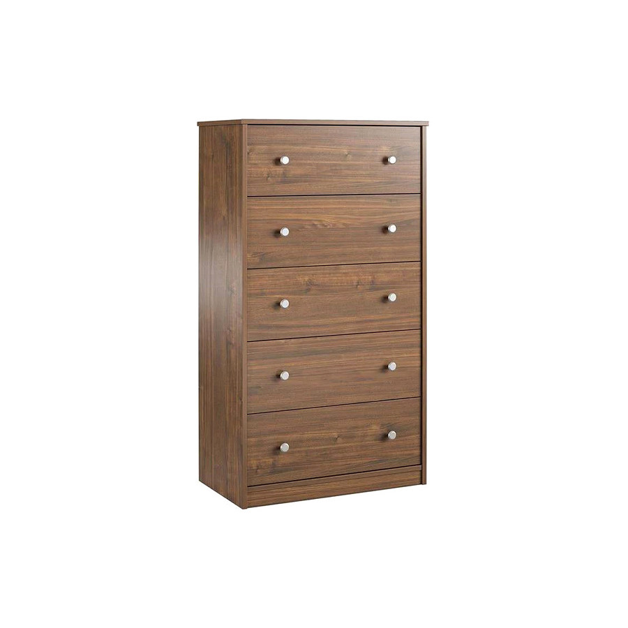 FaFurn Modern 5-Drawer Bedroom Chest Dresser in Wood Finish - Rustic Walnut
