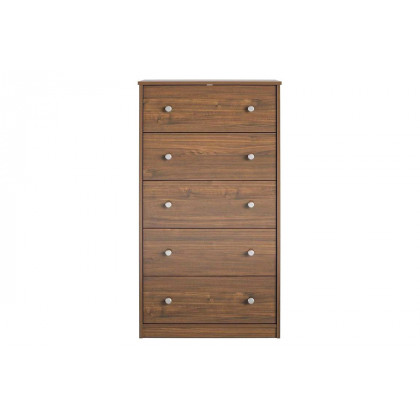 FaFurn Modern 5-Drawer Bedroom Chest Dresser in Wood Finish - Rustic Walnut