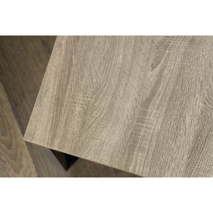 FaFurn - Modern Metal Frame End Table Nightstand with Taupe Finish Wood Top Side Table
