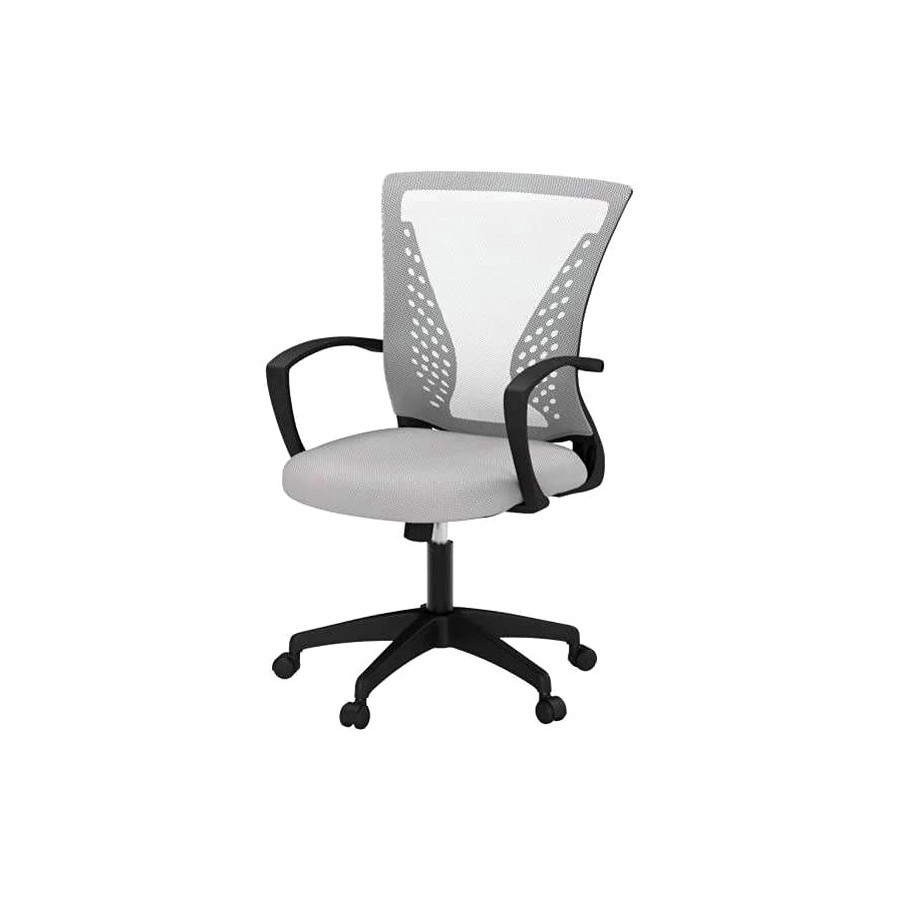 FaFurn Modern Mid-Back Office Desk Chair Ergonomic Mesh with Armrest On Wheels - Gray/Black