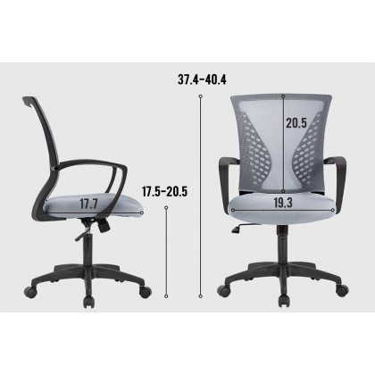 FaFurn Modern Mid-Back Office Desk Chair Ergonomic Mesh with Armrest On Wheels - Gray/Black