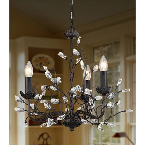 FaFurn - 3-Light Chandelier in Iron/Crystal