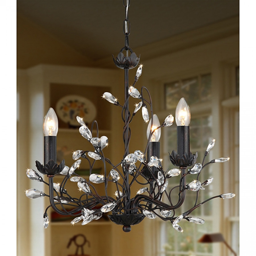 FaFurn - 3-Light Chandelier in Iron/Crystal