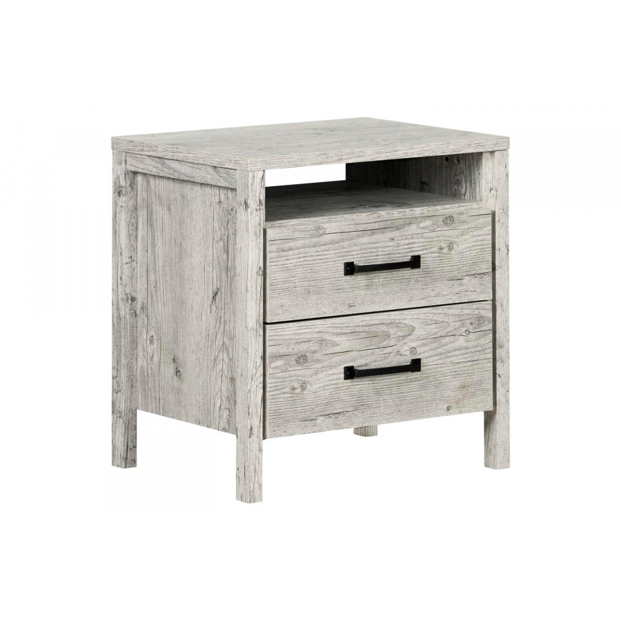 FaFurn Modern 2 Drawer Nightstand Cubby Storage Shelf - Washed Pine