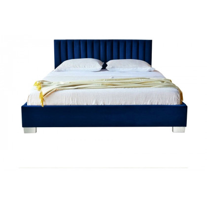 FaFurn - Navy Blue Flannel Tufted Upholstered Platform Bed in Queen Size