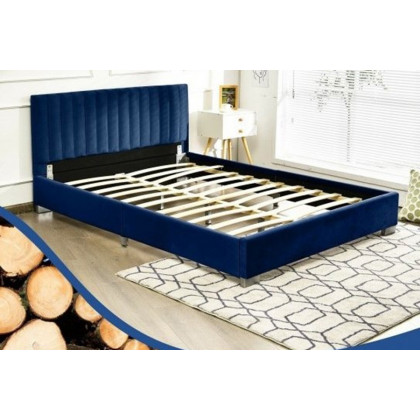 FaFurn - Navy Blue Flannel Tufted Upholstered Platform Bed in Queen Size