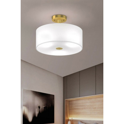 FaFurn - Modern 3-Light Ceiling Mount Glass Pendant Drum Lamp Chandelier White Bronze