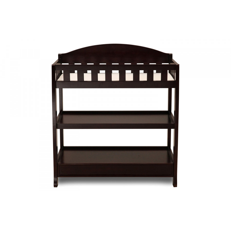 FaFurn Modern Wooden Baby Changing Table with Safety Rail Pad and Strap - Dark Brown