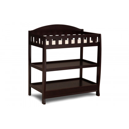 FaFurn Modern Wooden Baby Changing Table with Safety Rail Pad and Strap - Dark Brown