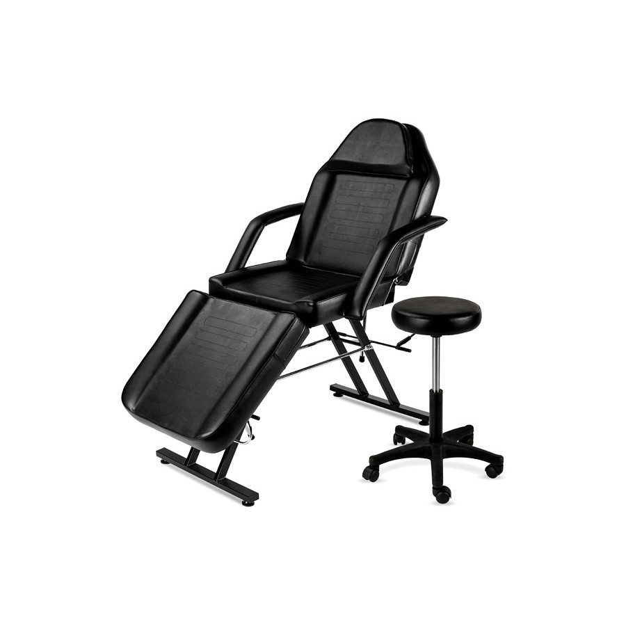 FaFurn - Black Adjustable Massage Bed Salon Chair with Hydraulic Stool