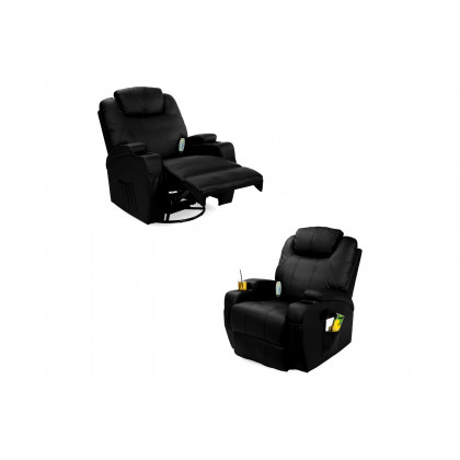 FaFurn Swivel Heat & Massage Recliner Chair 5 Modes Remote Control - Black