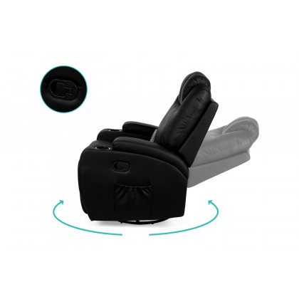 FaFurn Swivel Heat & Massage Recliner Chair 5 Modes Remote Control - Black