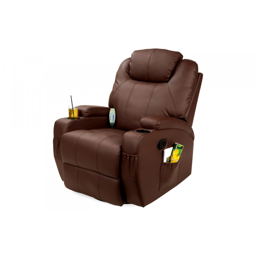 FaFurn - Swivel Heat & Massage Recliner Chair 5 Modes Remote Control