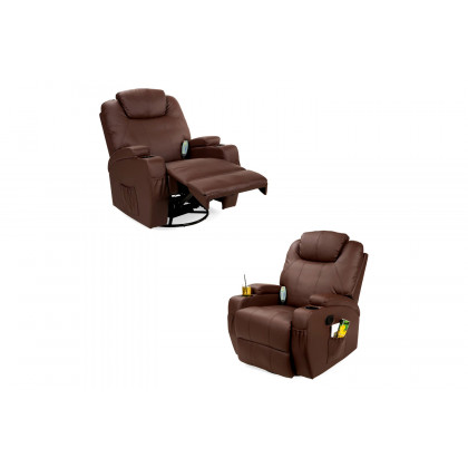 FaFurn - Swivel Heat & Massage Recliner Chair 5 Modes Remote Control