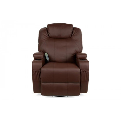 FaFurn Swivel Heat & Massage Recliner Chair 5 Modes Remote Control - Brown