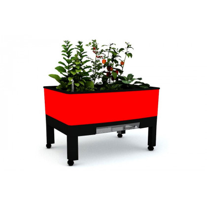 FaFurn - Red Mobile 33.5 in X 24.25 in X 23 in Self Watering Raised Garden On Wheels