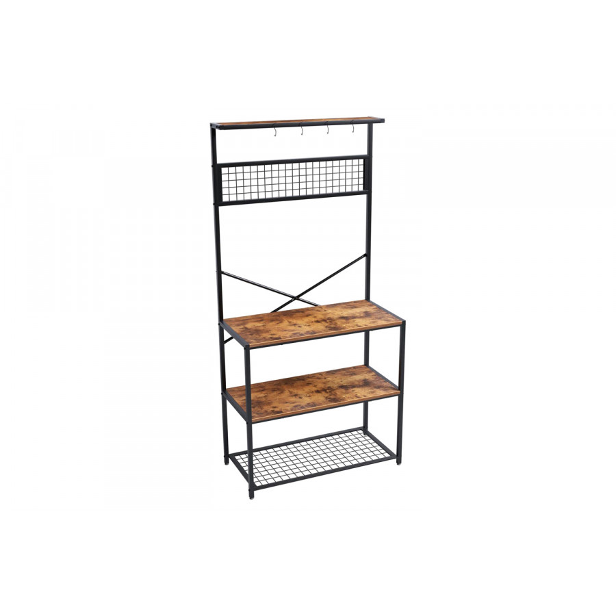 FaFurn - Modern Metal Wood 4-Shelf Kitchen Baker'S Rack Microwave Stand
