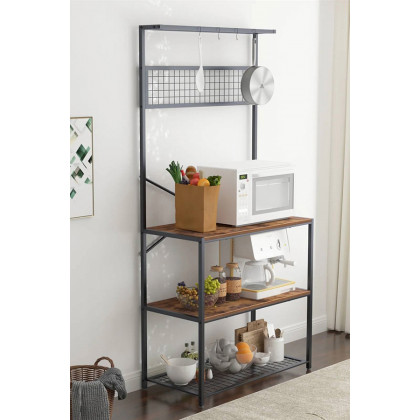FaFurn - Modern Metal Wood 4-Shelf Kitchen Baker'S Rack Microwave Stand