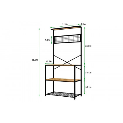 FaFurn - Modern Metal Wood 4-Shelf Kitchen Baker'S Rack Microwave Stand