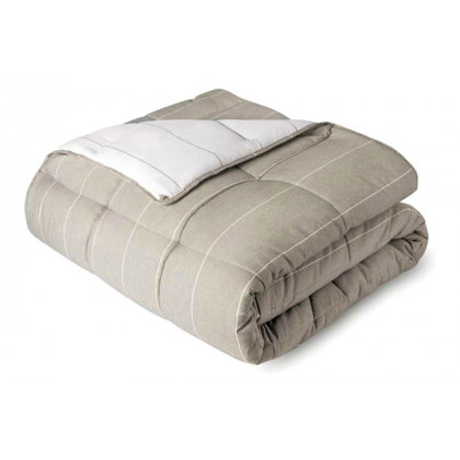 FaFurn 3 Piece Down Alternative Chambray Pin Striped Comforter Set - Beige, King Size