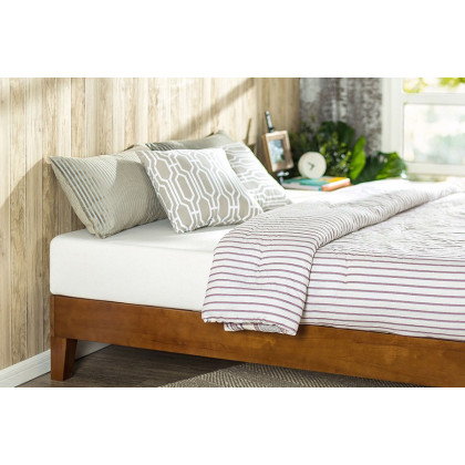 FaFurn - King Size Modern Low Profile Solid Wood Platform Bed Frame in Cherry Finish