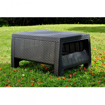 FaFurn - Coffee Table in Black, Plastic Rattan