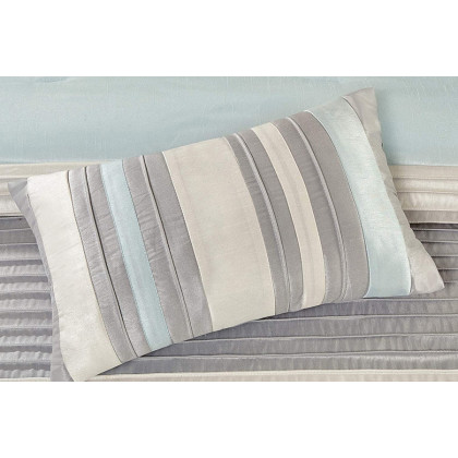 FaFurn 7 Piece Bed in a Bag Comforter Set Faux Silk - Blue/Gray, King Size