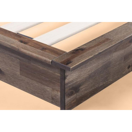 FaFurn Farmhouse Wood Industrial Low Profile Platform Bed Frame - King Size
