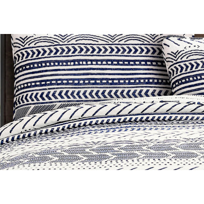FaFurn 3 Piece Scandinavian Reversible Cotton Set - Blue/White, King Size