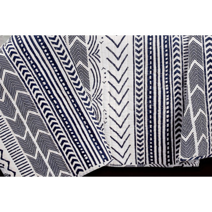 FaFurn 3 Piece Scandinavian Reversible Cotton Set - Blue/White, King Size