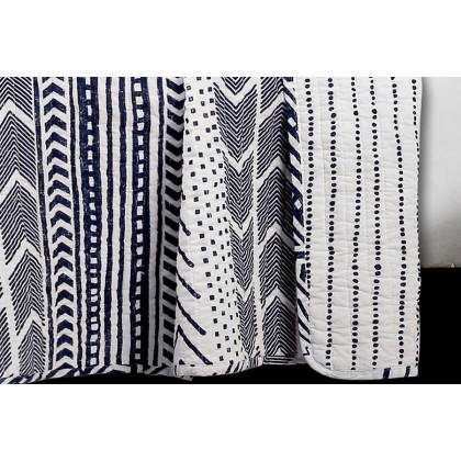 FaFurn 3 Piece Scandinavian Reversible Cotton Set - Blue/White, King Size