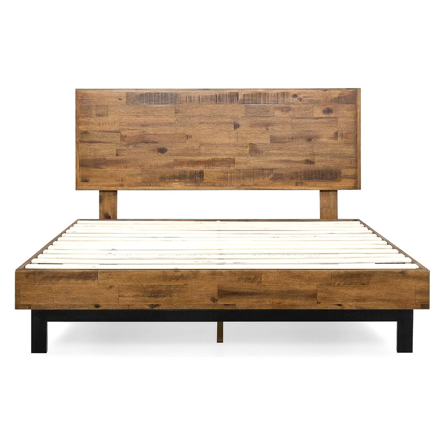 FaFurn Farmhome Low Profile Pine Slatted Platform Bed - King Size