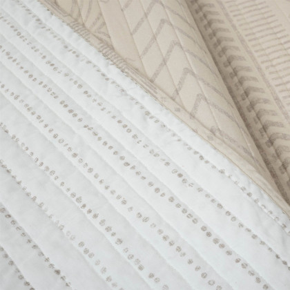 FaFurn King Size Scandinavian Reversible Quilt Set - Beige/Tan/White, Cotton