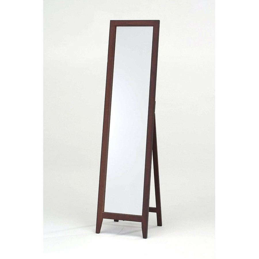 FaFurn Contemporary Solid Wood Floor Mirror - Walnut