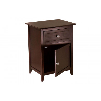FaFurn - Wood Finish 1-Drawer Bedroom Nightstand/End Table