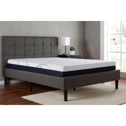 FaFurn - King Size Dark Gray Upholstered Platform Bed with Headboard