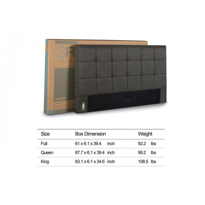 FaFurn - King Size Dark Gray Upholstered Platform Bed with Headboard