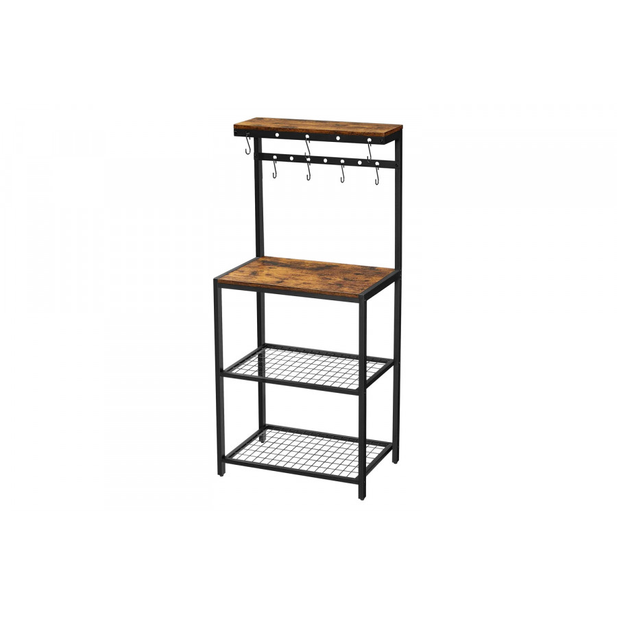 FaFurn - Modern Industrial Metal Wood Bakers Rack with Microwave Shelf